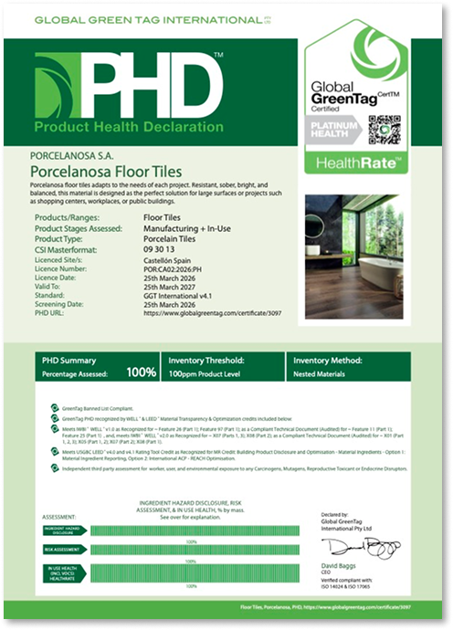 Product Health Declaration floor tiles preview