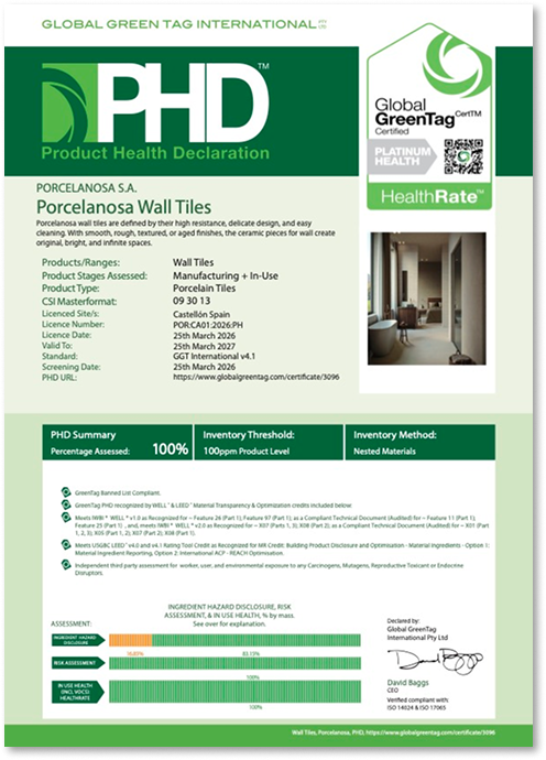 Product Health Declaration wall tiles preview
